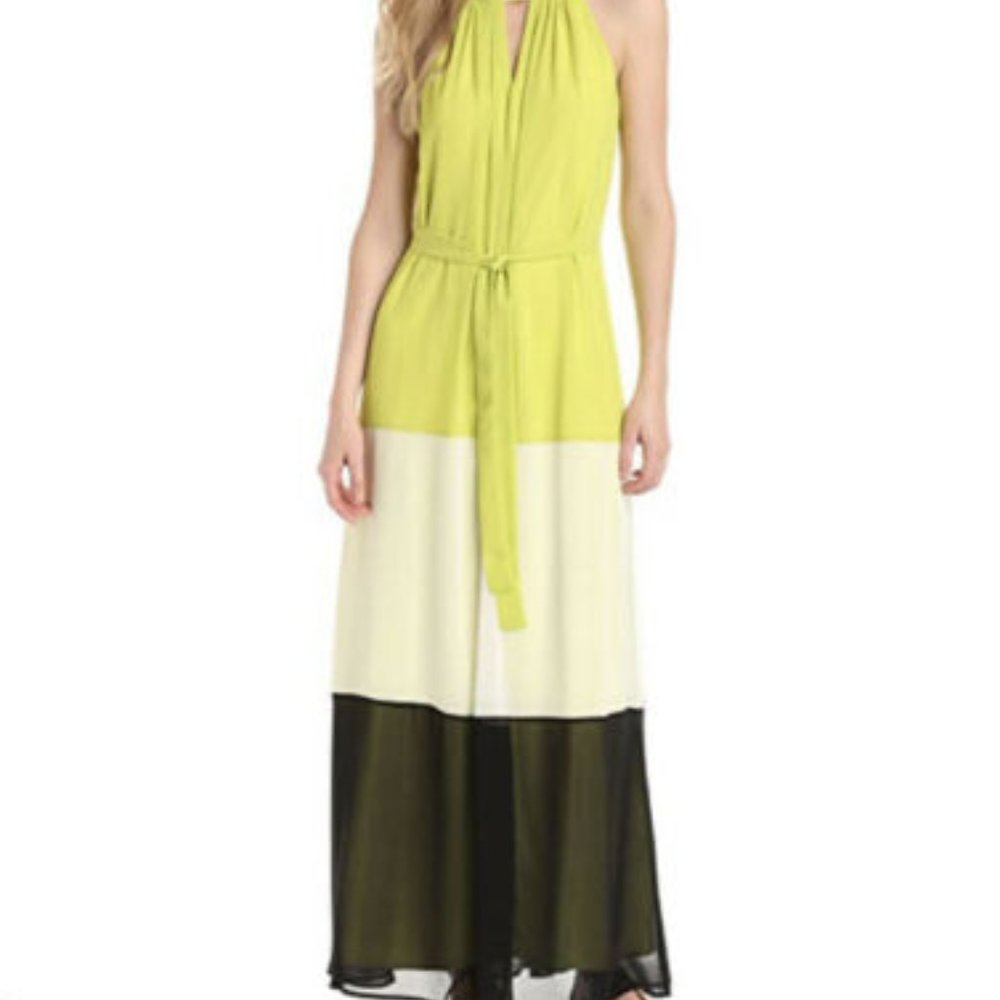 Vince Camuto Black Green White Maxi Dress